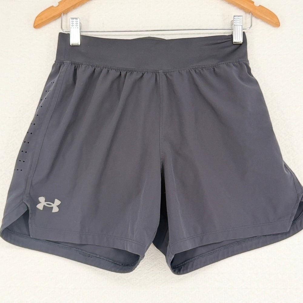 Under Armour Speedpocket Running Shorts Mens Small Gray Fitted Athletic Gym 5in